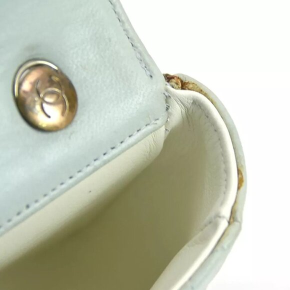 Auth CHANEL Matelasse Chain Shoulder Bag Light Blue/Gold Leather/Metal - Picture 8 of 16